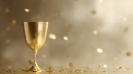 Shiny golden goblet, 3D trophy, celebration of victory