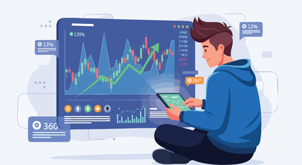 Financial Analyst Calculating Projected Cost Reduction Using Data Visualization of Operations, Marketing, and Salary Expenses.