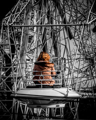 Woman riding a Ferris wheel in Belgrade