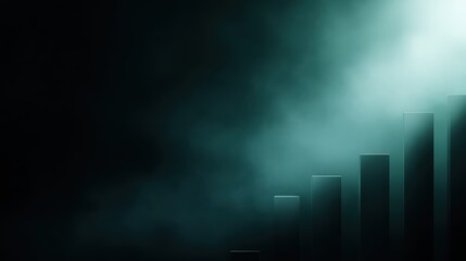 Stock and investment concept, bar and line graph on dark green background