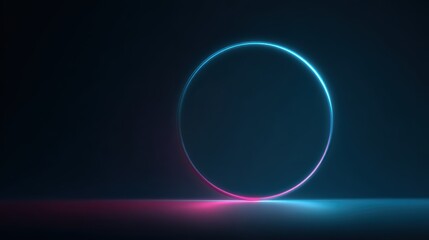 Futuristic neon round frame, glowing effects, empty background