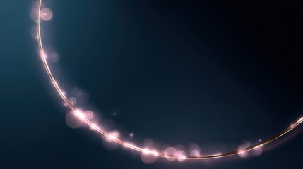 Neon rounded frame with glowing effects and sparkles on dark background