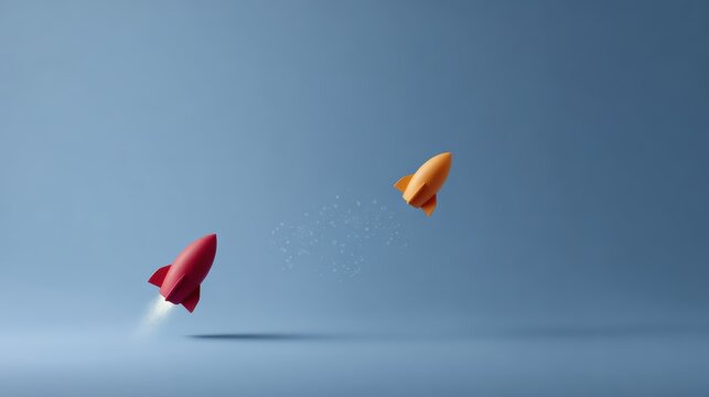 Concept of idea transforming into a flying bird and then a rocket, symbolizing growth and success