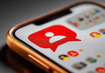 Smartphone displays a chat app with disturbing online abuse alerts in a dimly lit setting