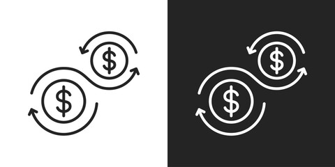 cash flow Icon In Black And White Line Style