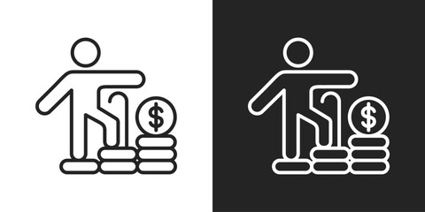 retirement Icon In Black And White Line Style