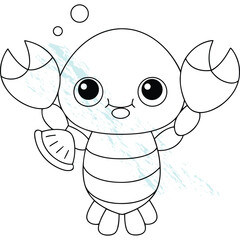 Cute Lobster Cartoon Illustration for Kids Coloring Page Lobster Design