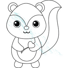 Cute Cartoon Squirrel Outline Drawing for Kids Coloring Activities