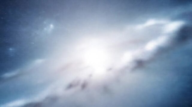 Cosmic spiral galaxy in deep space with shining stars and dust