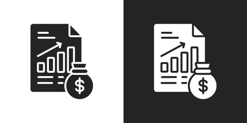 Financial reporting Icon In Black And White Glyph Style