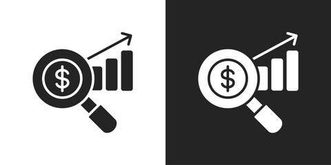 Financial analysis Icon In Black And White Glyph Style