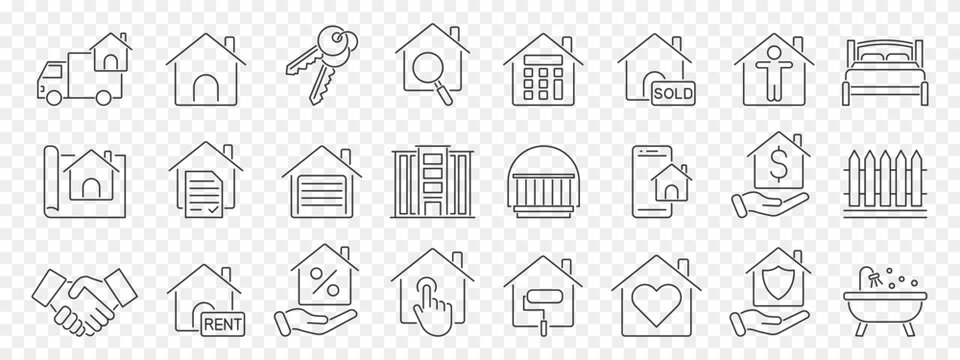 real estate line icon set - Powered by Adobe