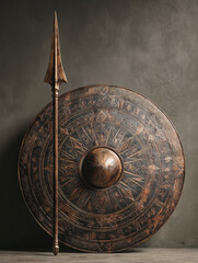 Ancient Bronze Spear and Shield