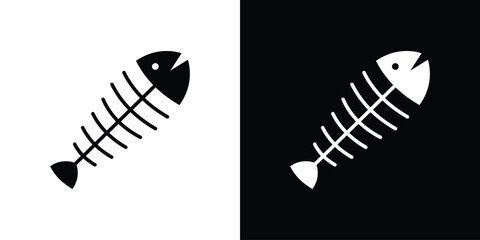 Fishbone icons symbols in flat style.