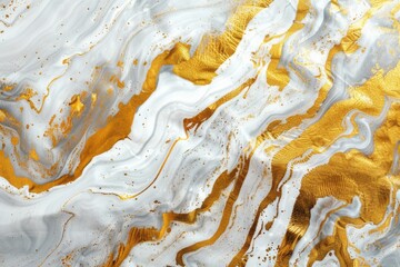 Abstract marble texture with gold and white swirls
