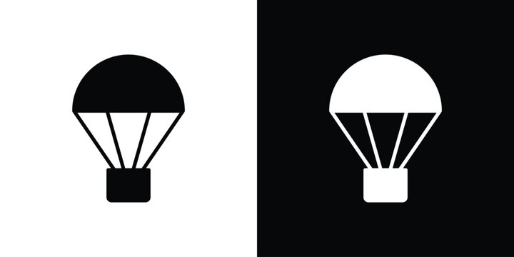Parachute icons symbols in flat style.
