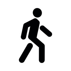 Icon of a man walking. Pedestrian movement pictogram. Stylized walking man.