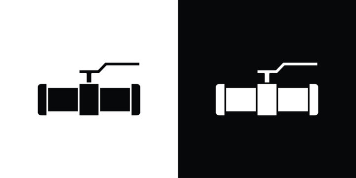Pipe valve icons symbols in flat style.