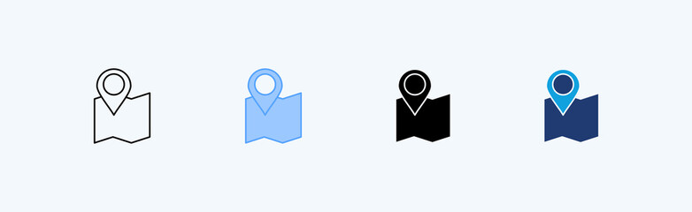 Map Point Multiple Icon Illustration Vector