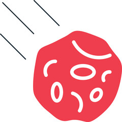 Red Asteroid Meteoroid Trajectory Motion Abstract Illustration With Streaks On Transparent Background