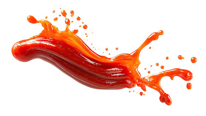 Red fluid burst with droplets, isolated