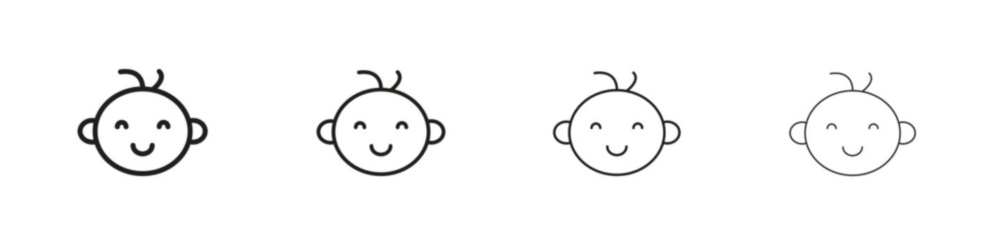 Baby boy icons collection web design, minimal line style