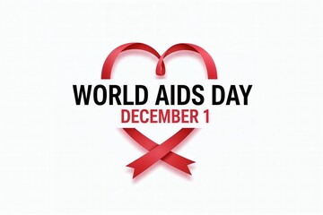 World AIDS Day symbol with red ribbon forming a heart. Text reads: World AIDS Day, December 1.