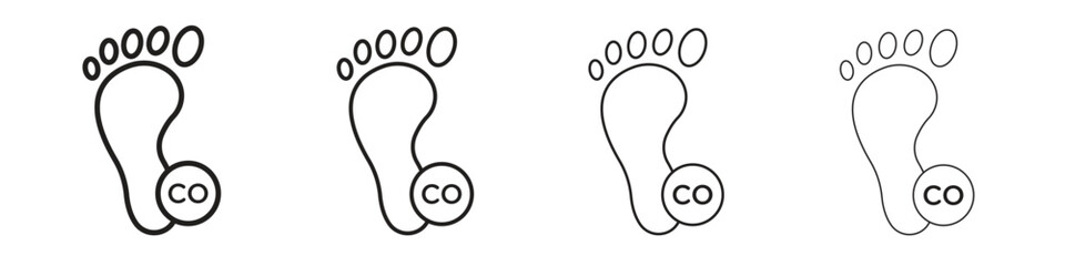 Fototapeta premium Carbon footprint icons collection web design, minimal line style