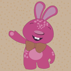 Cute Pink Bunny Character with Bow Tie