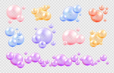 Pastel fizzy bubble design on a transparent background with soft sparkling elements.