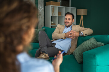 Man talking during a counseling or therapy session