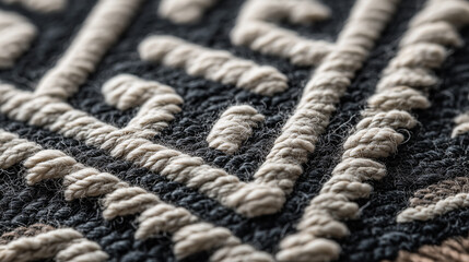 Close-Up of Textured Woven Fabric with Geometric Patterns