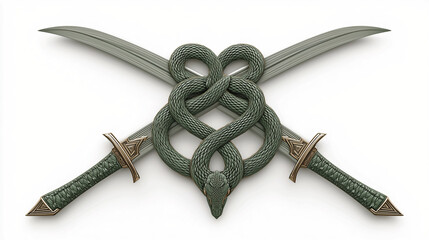 Crossed Swords with Intertwined Snake Emblem