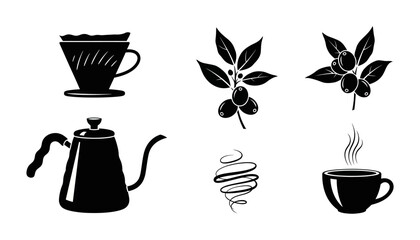 Elegant Coffee Brewing Set - Pour Over, Kettle, Beans, and Cup.