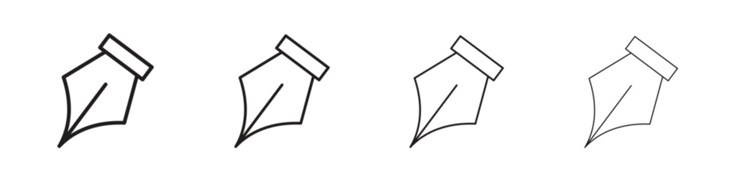 Ink pen icons collection web design, minimal line style