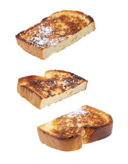 Three Slices of Golden Brown Toast on a Transparent Background with Fluffy Texture and Crisp Edges