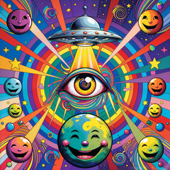 Rainbow Psychedelic Space Poster