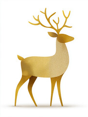Golden glitter reindeer standing elegant winter holiday design