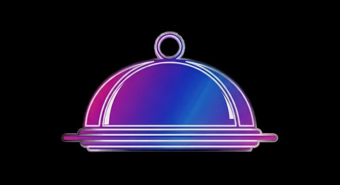 Neon food platter illustration on a black background, vibrant colors. - Powered by Adobe