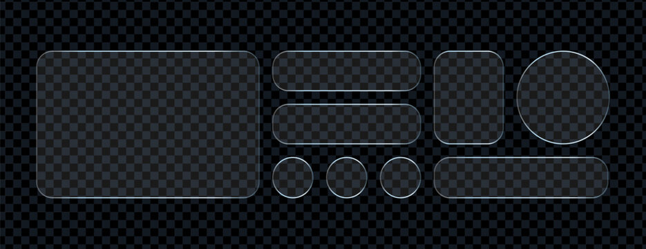 Minimal Frosted Transparent Glass UI Elements Pack for Mobile App Interface, Clean Vector Buttons and Modern UX Components for Digital Design