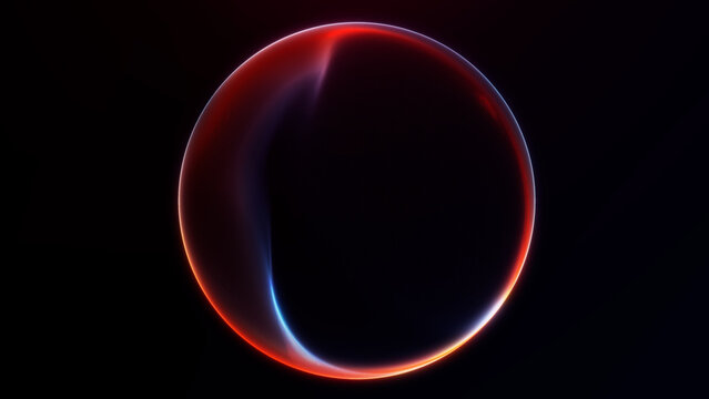 High-contrast futuristic orb with vivid orange and blue neon curves emerging from darkness. Abstract glowing sphere with cinematic energy and smooth flowing light. - Powered by Adobe