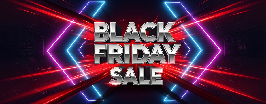 Black friday sale neon lights abstract background