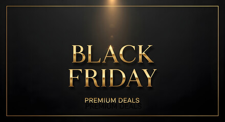 Elegant black friday sale with golden text and premium deals announcement