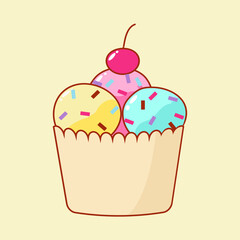 Ice cream, ice cream cup, ice cream balls, ice cream cafe, groovy style