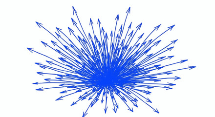 Naklejka premium A cluster of blue arrows radiating outwards from a central point on a white background design style