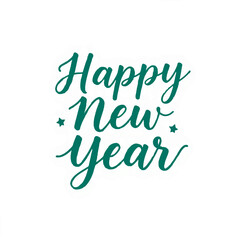 Happy New Year Calligraphy Illustration on White


