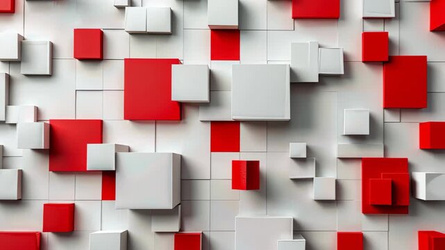 Abstract Cubes: An eye-catching abstract pattern of red and white cubes arranged in a dynamic, three-dimensional composition, creating a modern and vibrant visual experience.