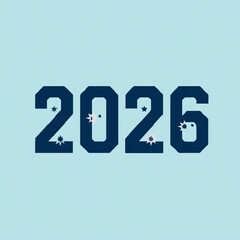 Sparkling 2026 New Year Illustration on Light Blue

