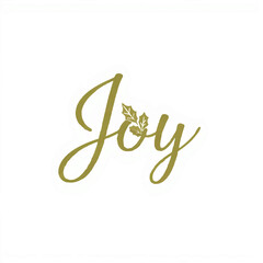 Golden Joy Text with Holly for Christmas Card

