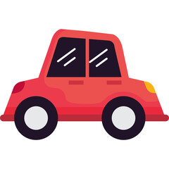 Red Cartoon Car With Black Wheels And Tinted Windows On A Transparent Background